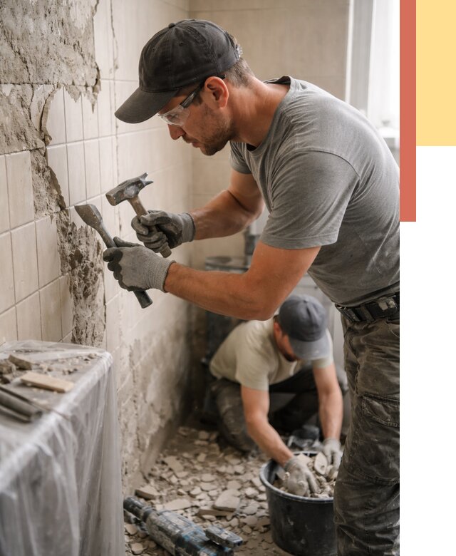 Демонтаж плитки со стен в Нягани от 866 руб. — быстро и недорого | ОТДЕЛОЧНИК-Нга