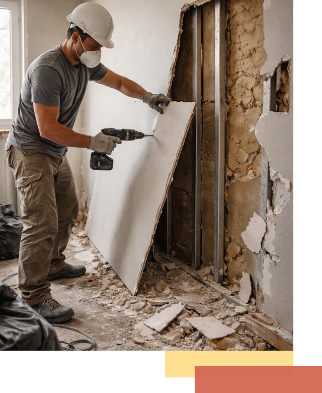 Демонтаж гипсокартона со стен в Нягани качественно и быстро