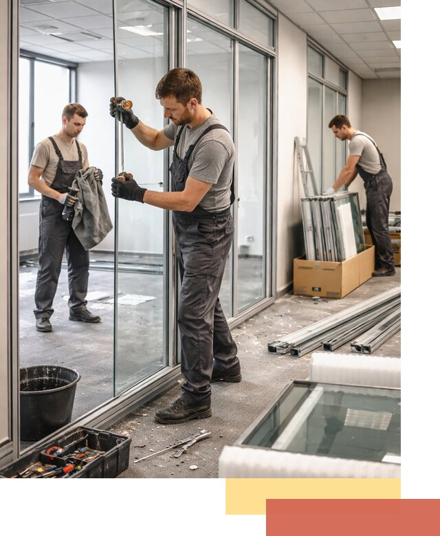 Демонтаж стеклянных перегородок в Нягани быстро и безопасно