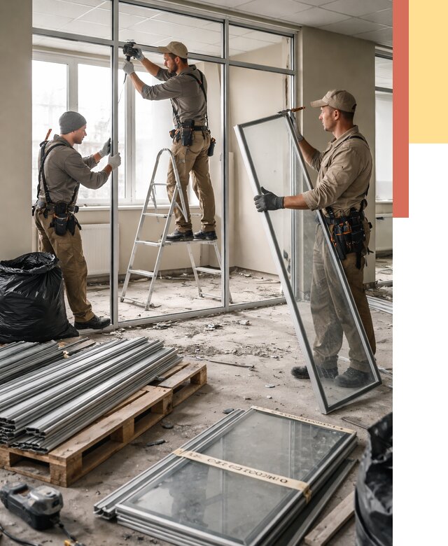 Демонтаж алюминиевых перегородок в Нягани от 4278 руб. — быстро и недорого | ОТДЕЛОЧНИК-Нга