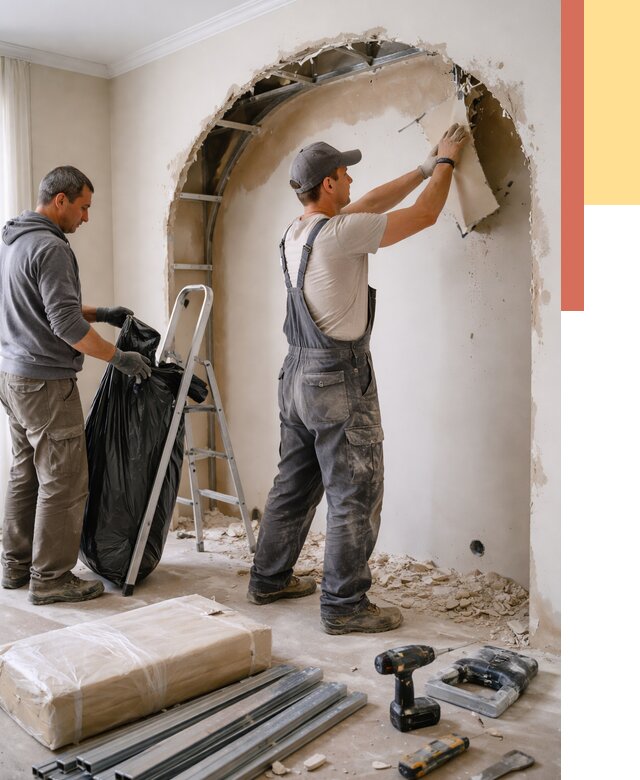 Демонтаж арки из гипсокартона в Нягани от 3565 руб. — услуги под ключ | ОТДЕЛОЧНИК-Нга