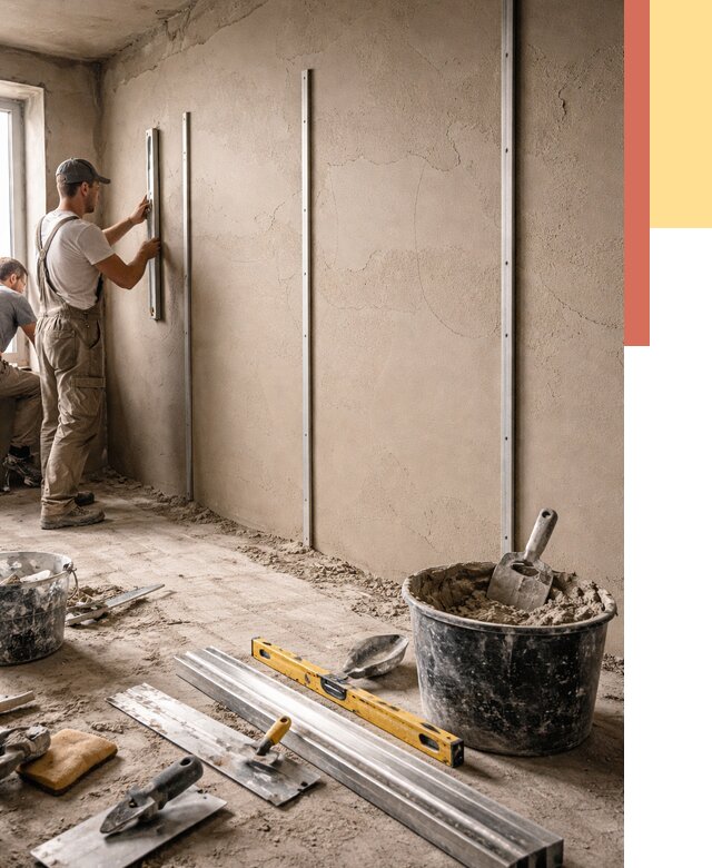 Штукатурка стен по маякам в Нягани от 5602 руб./м² — выравнивание под ключ | ОТДЕЛОЧНИК-Нга