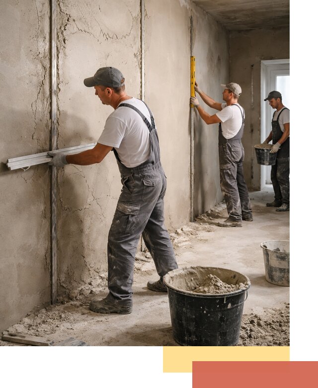 Штукатурка стен по маякам в Нягани — точная и ровная поверхность