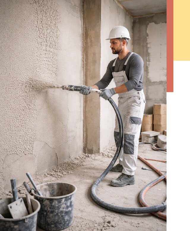 Машинная штукатурка стен в Нягани под ключ от 6621 руб./м2 | ОТДЕЛОЧНИК-Нга