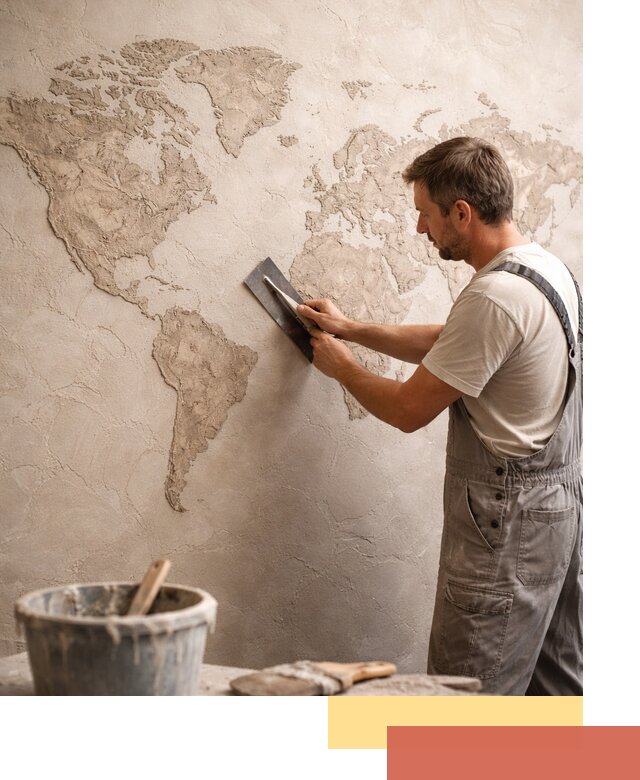 Декоративная штукатурка «Карта мира» под ключ в Нягани