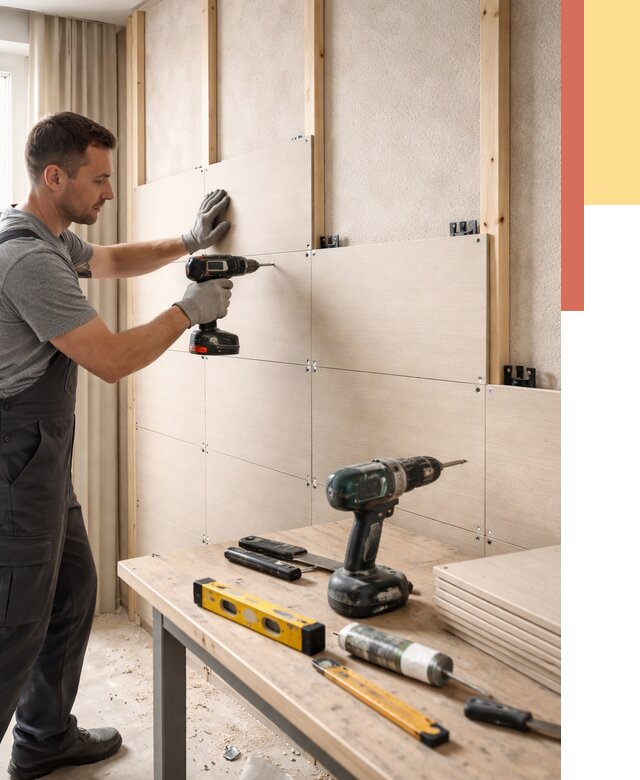 Монтаж МДФ панелей на стены в Нягани от 1273 руб. под ключ | ОТДЕЛОЧНИК-Нга