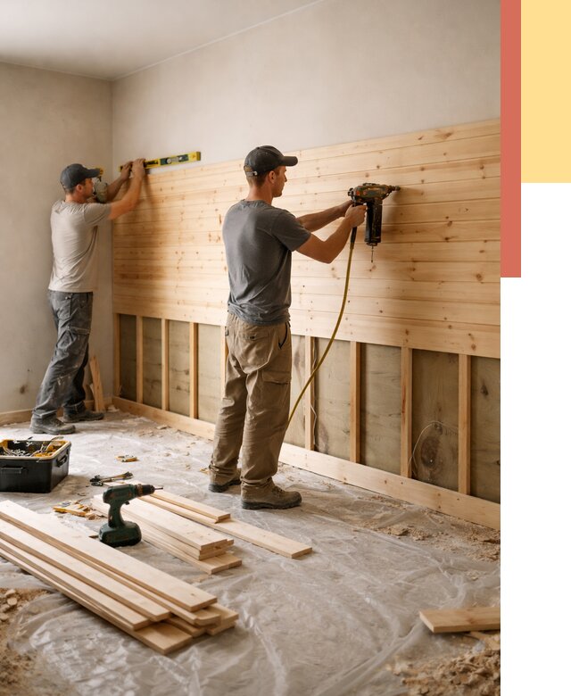 Монтаж деревянной вагонки на стены в Нягани от 7640 руб. | Услуги монтажа вагонки | ОТДЕЛОЧНИК-Нга