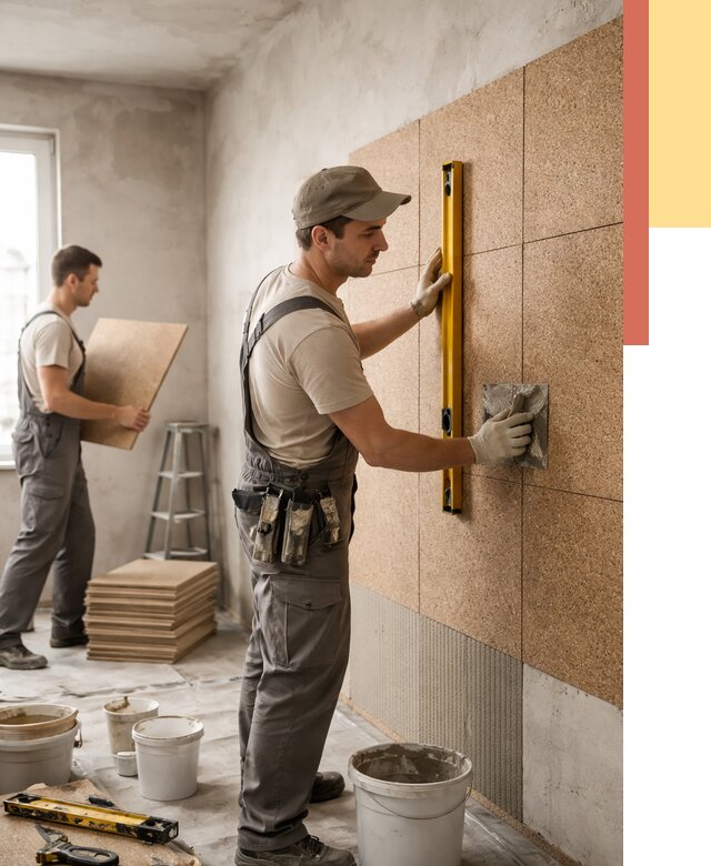 Монтаж пробковых панелей на стены в Нягани от 3565 руб. — ОТДЕЛОЧНИК-Нга