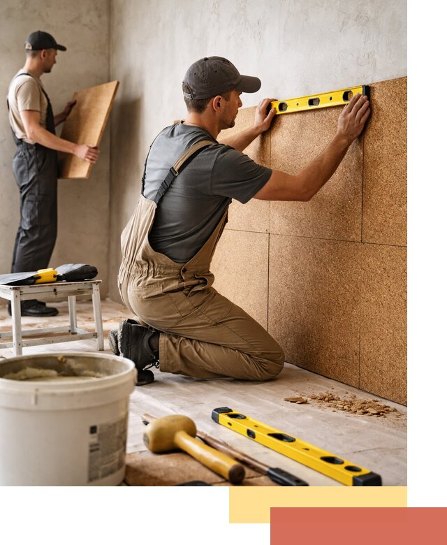 Монтаж пробковых панелей на стены в Нягани быстро и качественно