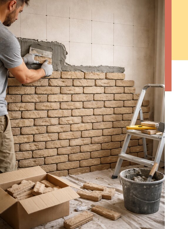 Монтаж декоративного кирпича в Нягани от 3260 руб./м² — быстро и недорого | ОТДЕЛОЧНИК-Нга