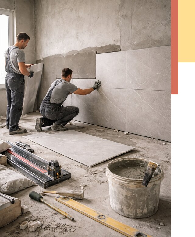 Облицовка стен керамогранитом в Нягани от 4278 руб./м² — услуги под ключ | ОТДЕЛОЧНИК-Нга