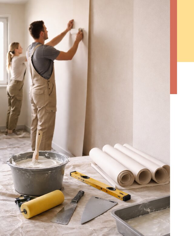 Поклейка бумажных обоев в Нягани от 5602 руб./м2 — быстро и недорого | ОТДЕЛОЧНИК-Нга