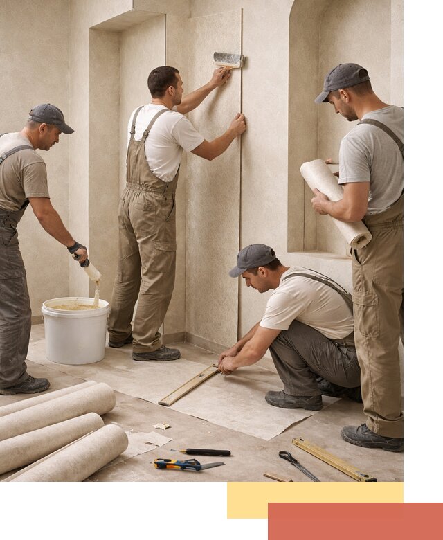 Поклейка обоев на сложные стены и неровные поверхности в Нягани