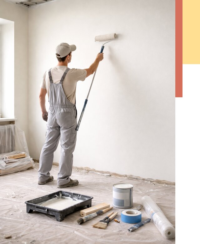 Покраска стен водоэмульсионной краской в Нягани от 458 руб. за м² | ОТДЕЛОЧНИК-Нга