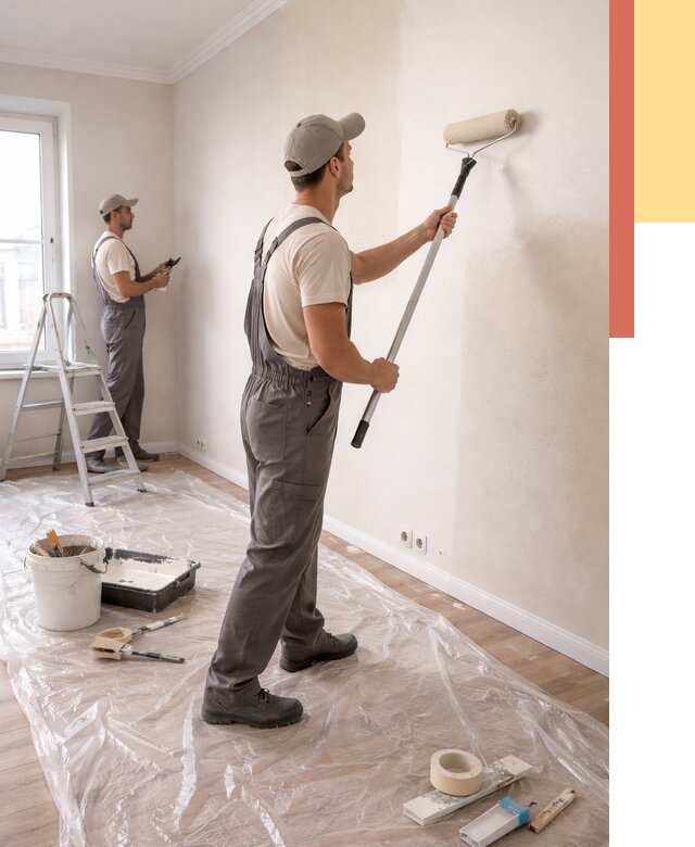 Покраска стен акриловой краской в Нягани от 3565 руб./м² — быстро и недорого | ОТДЕЛОЧНИК-Нга