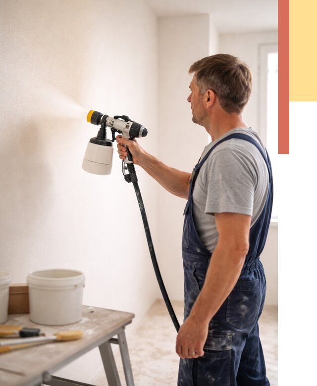 Покраска стен краскопультом в Нягани от 7640 руб. — механизированная покраска | ОТДЕЛОЧНИК-Нга