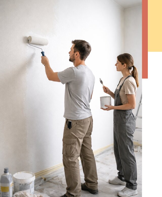 Окраска стен по стеклохолсту в Нягани от 4584 руб/м² под ключ | ОТДЕЛОЧНИК-Нга