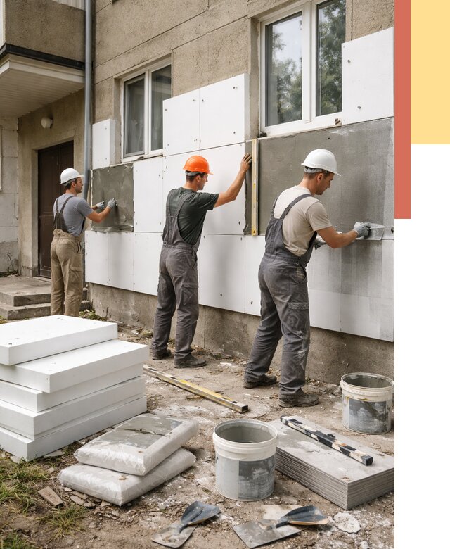 Утепление стен пенопластом в Нягани от 1783 руб. — недорого и под ключ | ОТДЕЛОЧНИК-Нга