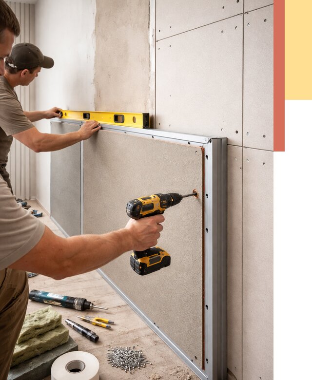 Шумоизоляция стен панелями ЗИПС в Нягани от 2241 руб./м² под ключ | ОТДЕЛОЧНИК-Нга