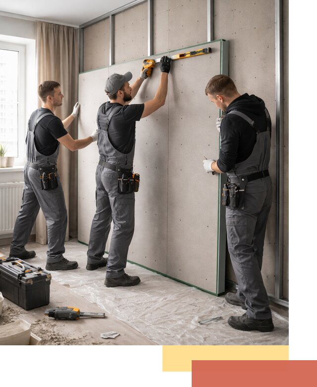 Шумоизоляция стен панелями ЗИПС в Нягани для жилых и коммерческих помещений