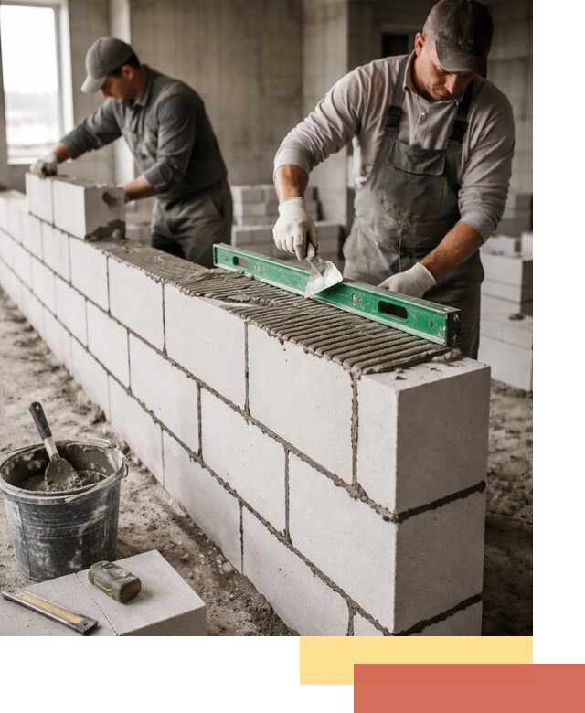 Кладка перегородок из газобетона в Нягани быстро и качественно