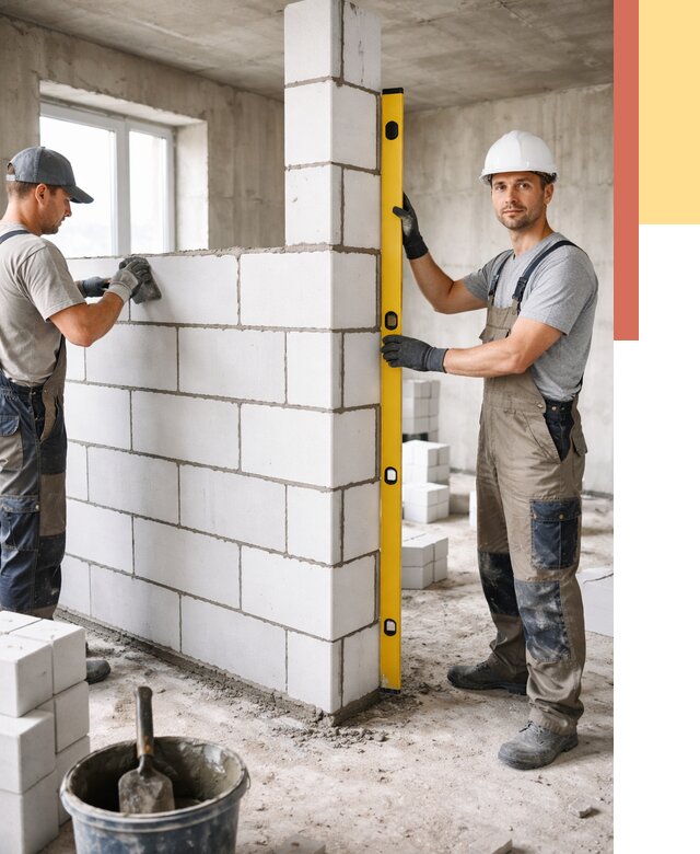 Кладка перегородок из пеноблока в Нягани от 1833 руб. под ключ | ОТДЕЛОЧНИК-Нга