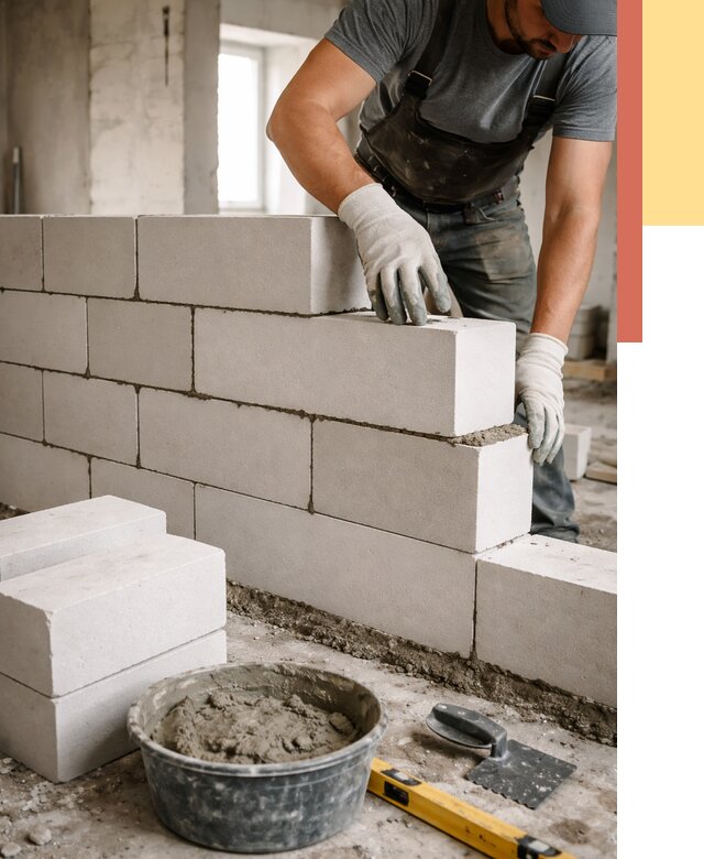 Кладка перегородок из силикатного блока в Нягани от 4074 руб. под ключ | ОТДЕЛОЧНИК-Нга