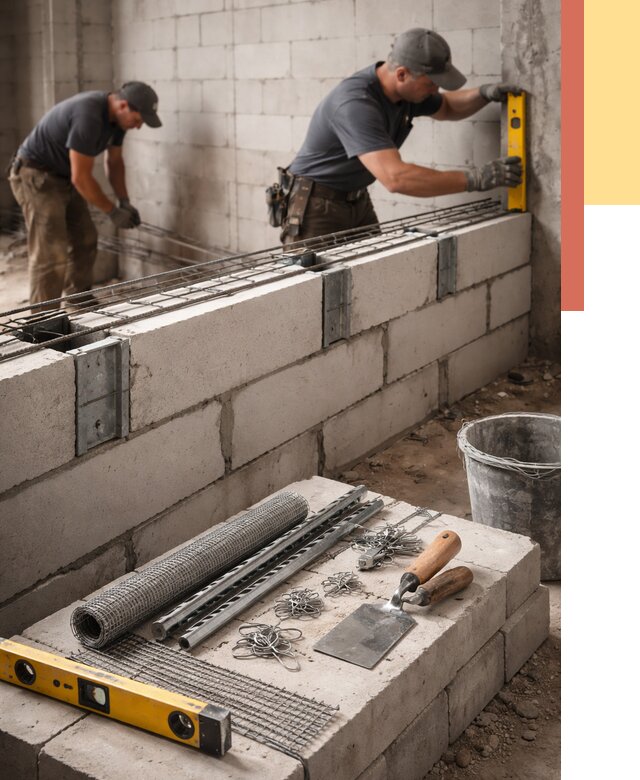 Армирование кладки перегородок в Нягани от 764 руб. под ключ | ОТДЕЛОЧНИК-Нга