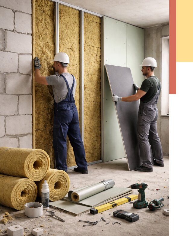 Шумоизоляция перегородок из блоков в Нягани от 1884 руб./м² — быстро и недорого | ОТДЕЛОЧНИК-Нга