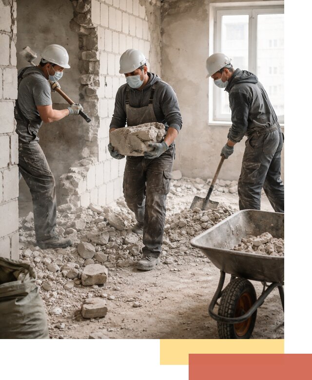 Демонтаж блочных перегородок в Нягани быстро и аккуратно