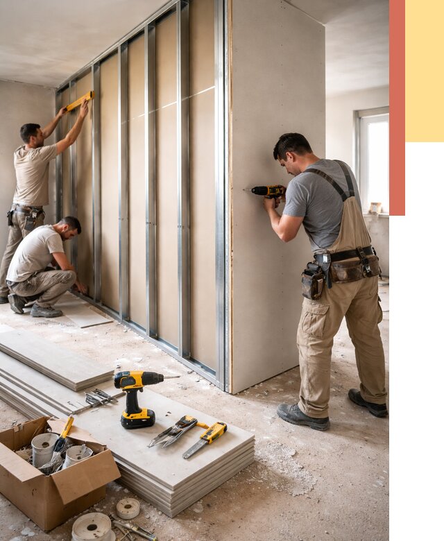 Монтаж однослойной перегородки из гипсокартона в Нягани от 662 руб. | ОТДЕЛОЧНИК-Нга