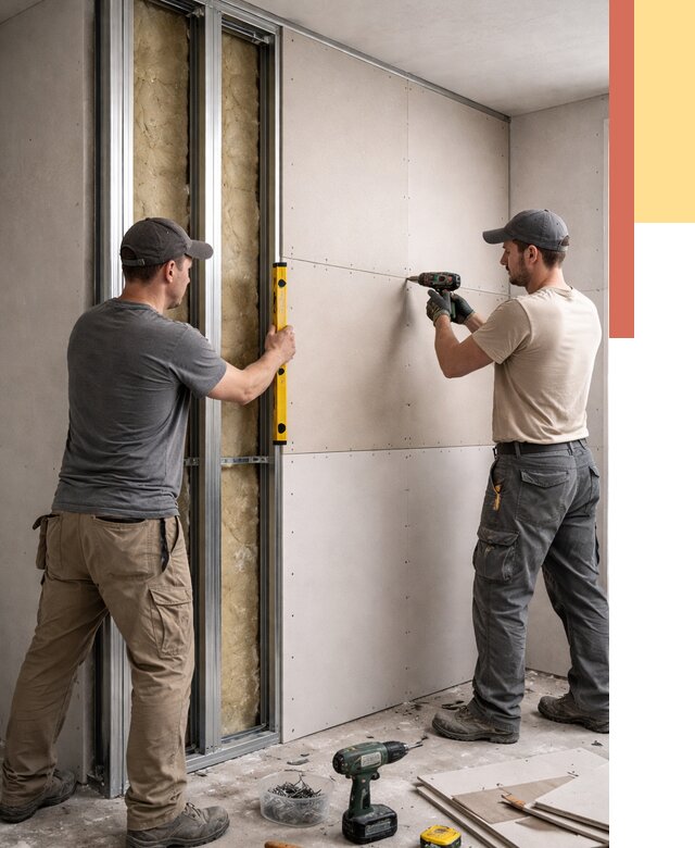 Монтаж двухслойной перегородки из гипсокартона в Нягани от 1477 руб. | ОТДЕЛОЧНИК-Нга