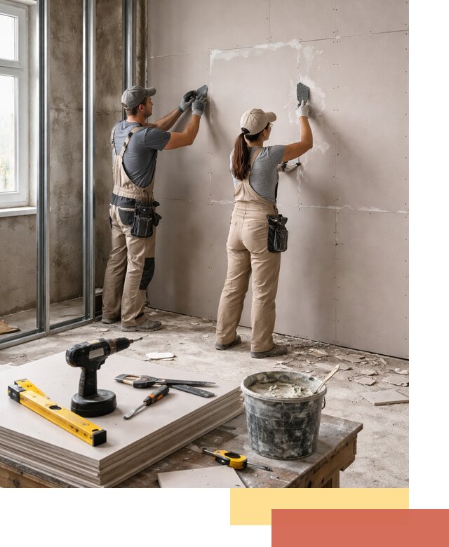 Монтаж двухслойной перегородки из гипсокартона в Нягани