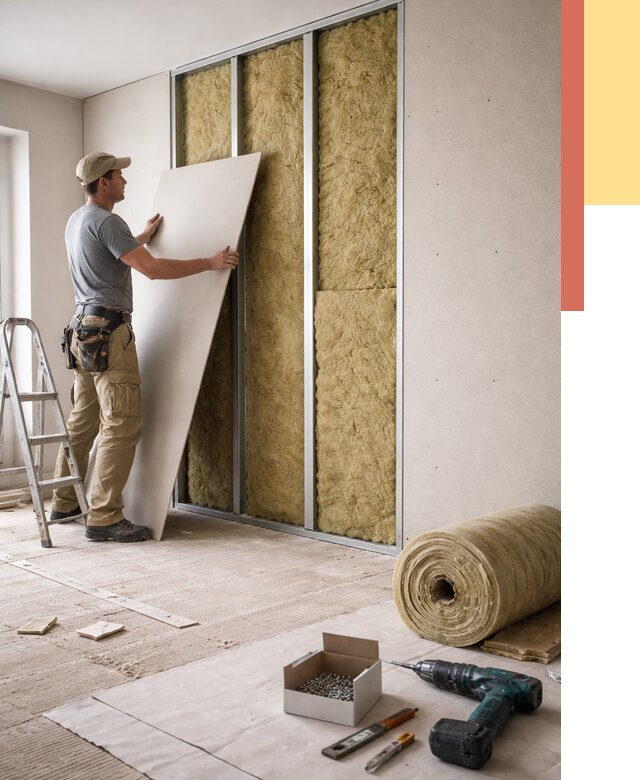 Перегородка из гипсокартона с шумоизоляцией в Нягани от 3178 руб. | ОТДЕЛОЧНИК-Нга