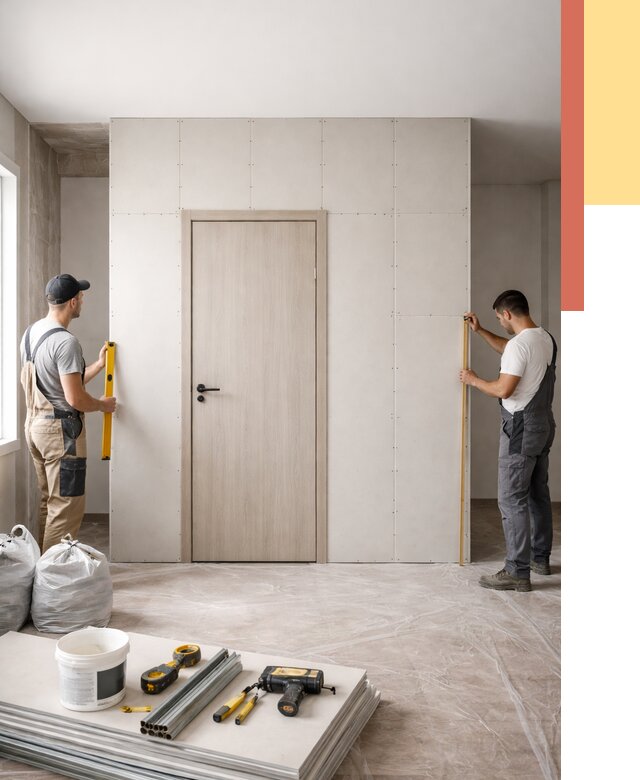 Перегородка из гипсокартона с дверью в Нягани от 4584 руб. под ключ | ОТДЕЛОЧНИК-Нга