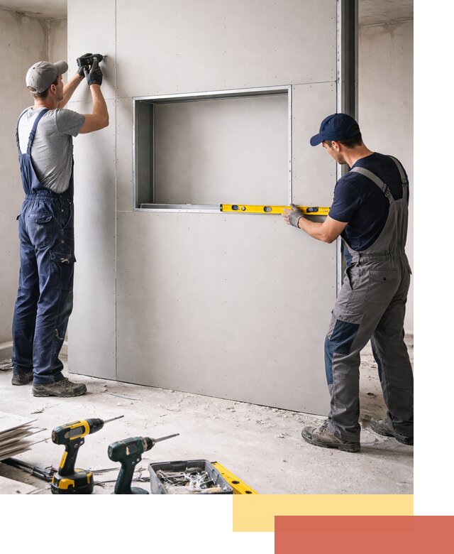 Перегородка из гипсокартона с нишей под декор в Нягани