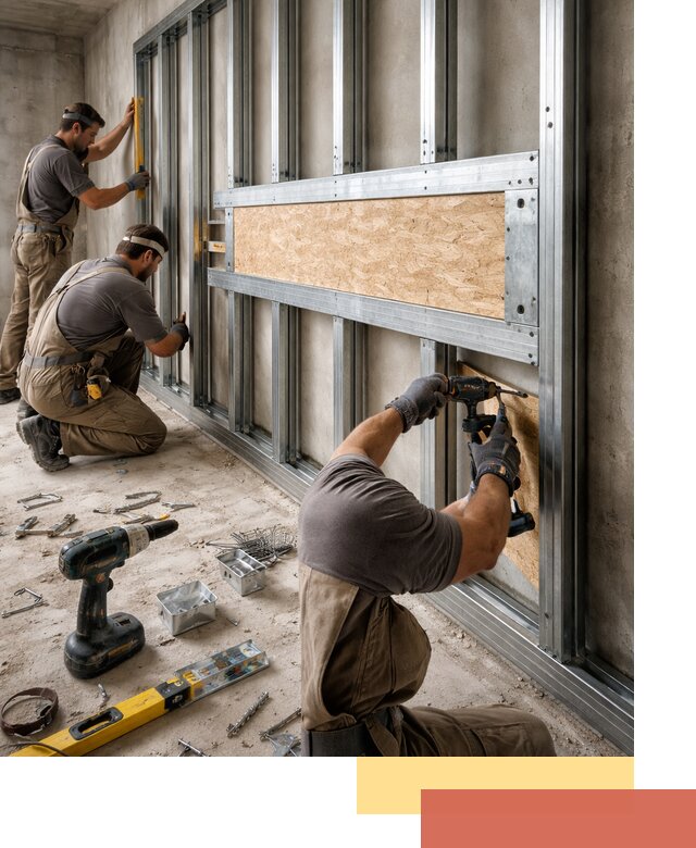 Усиленная перегородка для крепления тяжёлых конструкций в Нягани