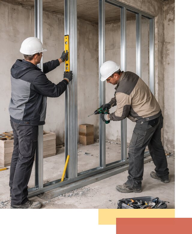 Монтаж каркаса перегородки из профиля в Нягани