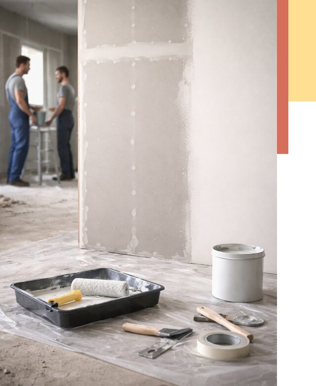 Покраска перегородок из гипсокартона в Нягани от 4584 руб. под ключ | ОТДЕЛОЧНИК-Нга