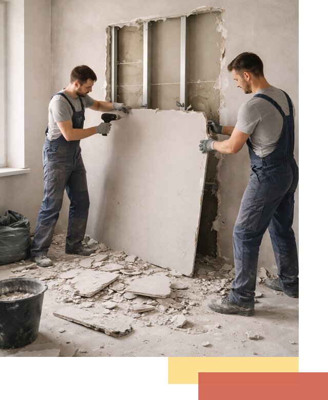 Демонтаж перегородки из гипсокартона в Нягани быстрый и аккуратный