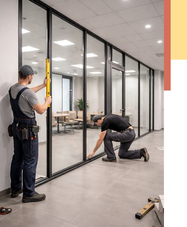 Каркасные стеклянные перегородки в Нягани под ключ от 9371 руб. | ОТДЕЛОЧНИК-Нга