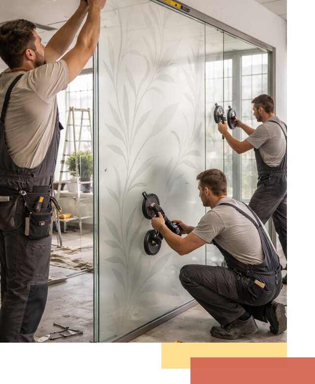 Стеклянные перегородки с рисунком на заказ в Нягани