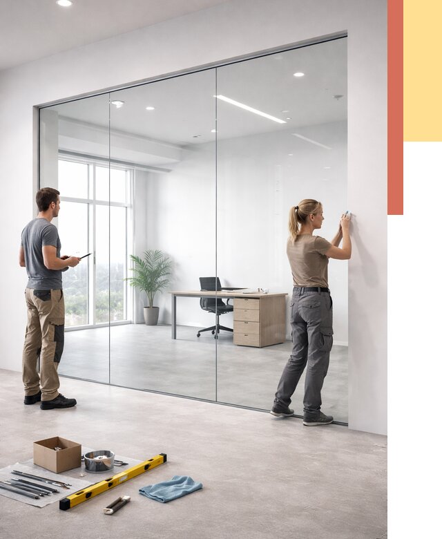 Перегородки из закаленного стекла в Нягани от 9677 руб. под ключ | ОТДЕЛОЧНИК-Нга