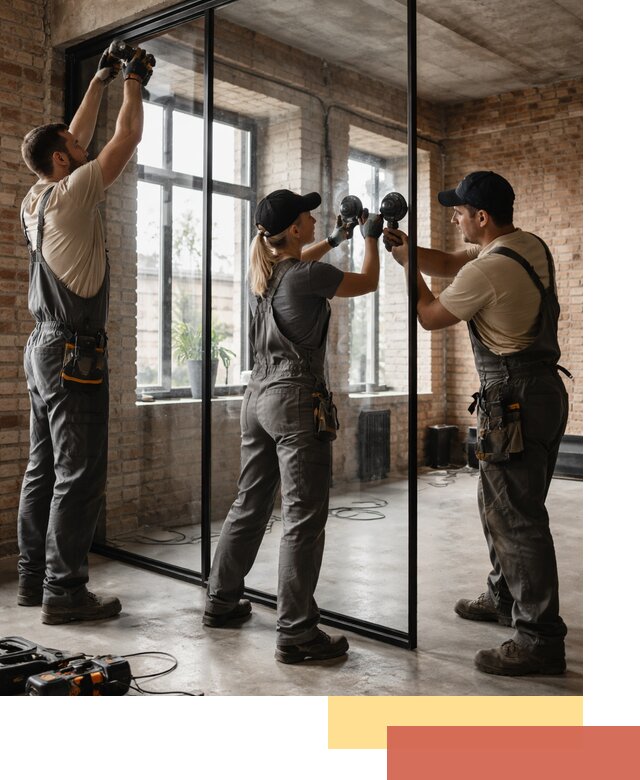 Стеклянные перегородки лофт — изготовление и монтаж в Нягани