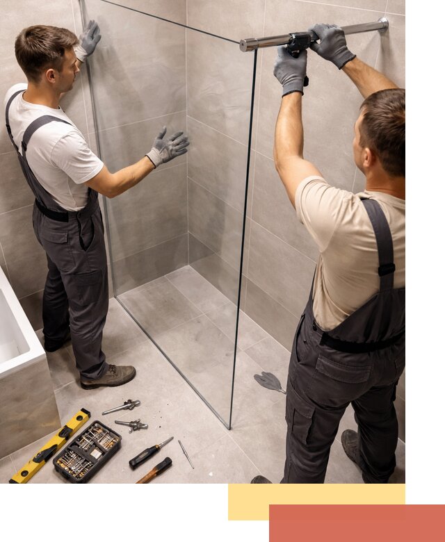 Стеклянные перегородки для душа в Нягани — изготовление и монтаж