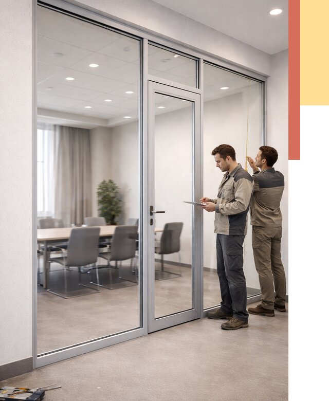 Установка и монтаж алюминиевых перегородок со стеклом в Нягани от 8353 руб. | ОТДЕЛОЧНИК-Нга