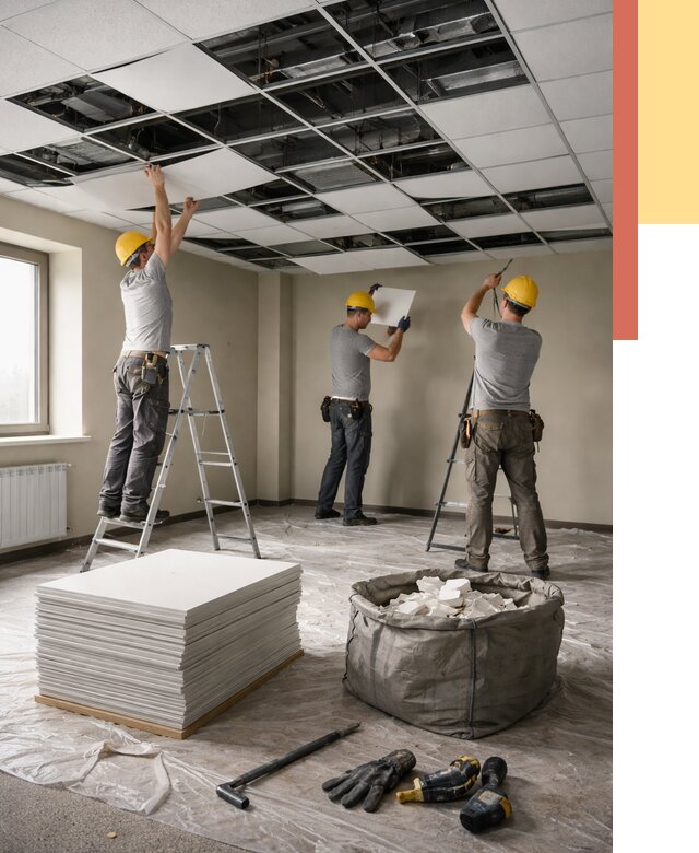 Демонтаж потолка Армстронг в Нягани от 4584 руб. быстро и недорого | ОТДЕЛОЧНИК-Нга