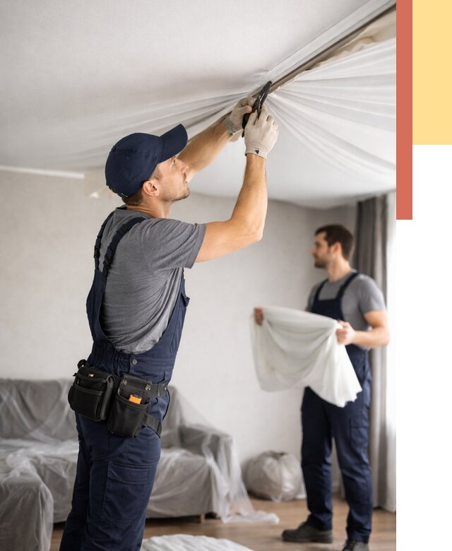 Демонтаж натяжного потолка в Нягани от 4584 руб. — снятие и разбор под ключ | ОТДЕЛОЧНИК-Нга