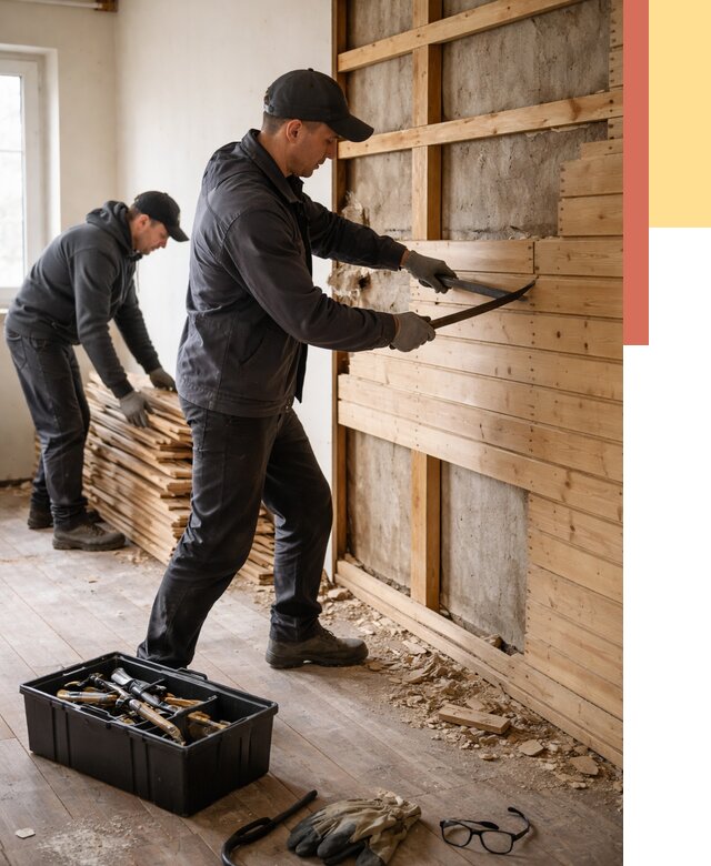 Демонтаж вагонки в Нягани от 3871 руб/м2 — быстро и недорого | ОТДЕЛОЧНИК-Нга