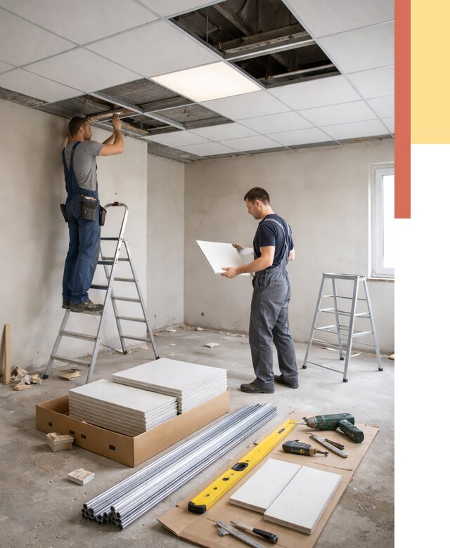 Монтаж потолка армстронг в Нягани от 4584 руб/м2 — быстрая установка под ключ | ОТДЕЛОЧНИК-Нга